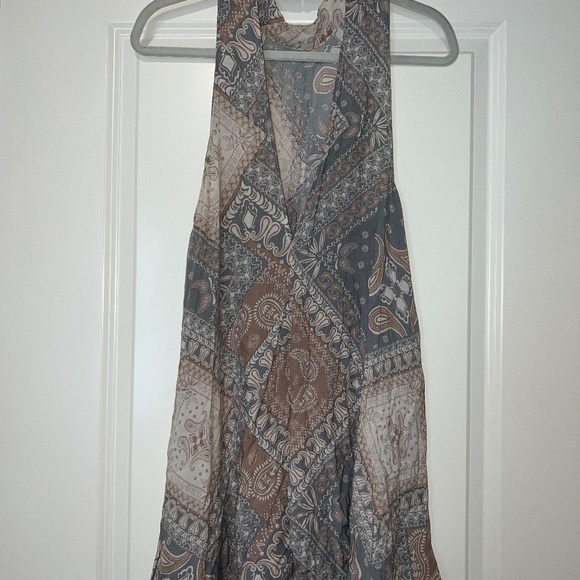 Intimately FREE PEOPLE Beaux Boho Mini Dress Tunic Top Halter Sleeveless Size M - Picture 3 of 6
